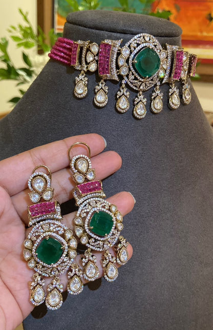 Emerald & Ruby Statement Choker Set