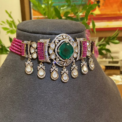 Emerald & Ruby Statement Choker Set