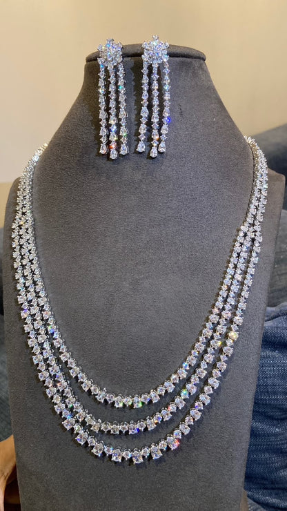 Triple-Strand Solitaire Diamond Tennis Set- LONG