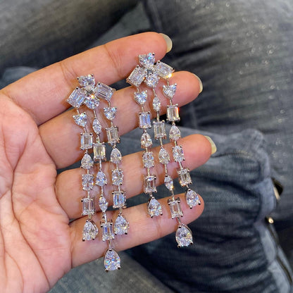 Multi-Strand Baguette & Teardrop cocktail Earrings 🤎🤎
