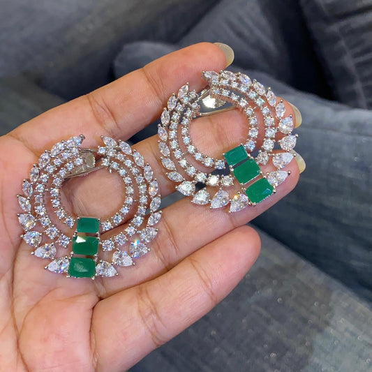 Emerald Statement Hoop cocktail earrings 🤎🤎