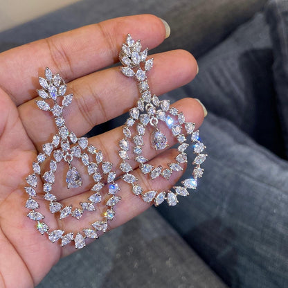Double-Halo Teardrop Dangle Cocktail Earrings 🤎🤎