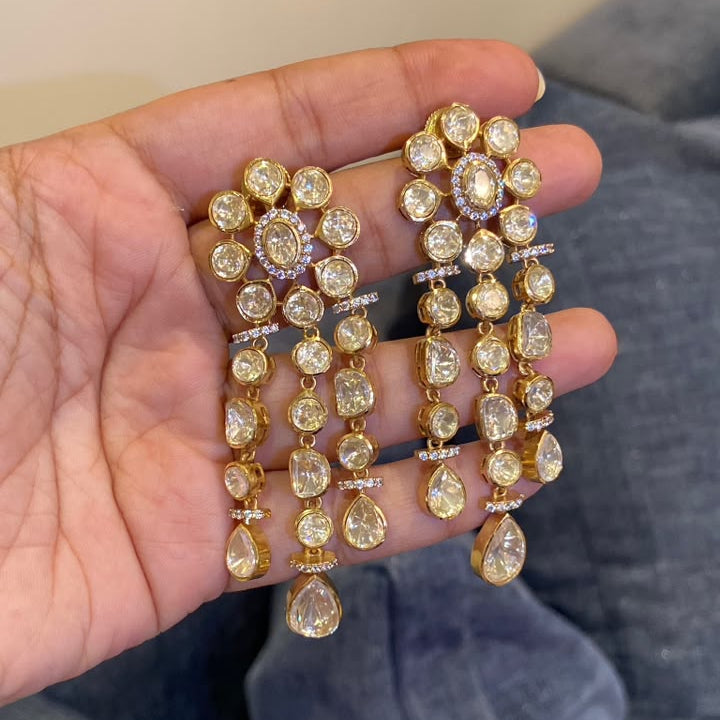 Anaya Multi-Drop Polki Dangles