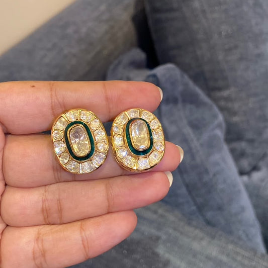 Meena Oval Polki Studs