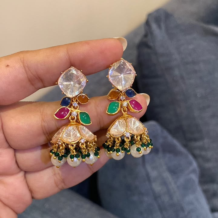 Polki Accent Jhumkas