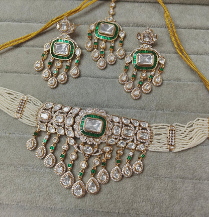 Festive baguette polki choker set