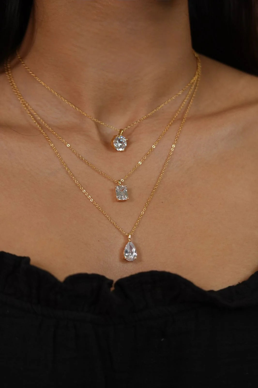 3 Layered Diamond Solitaire Attached Chain