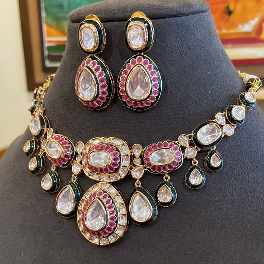 Meera Teardrop Ruby & Polki Choker Set