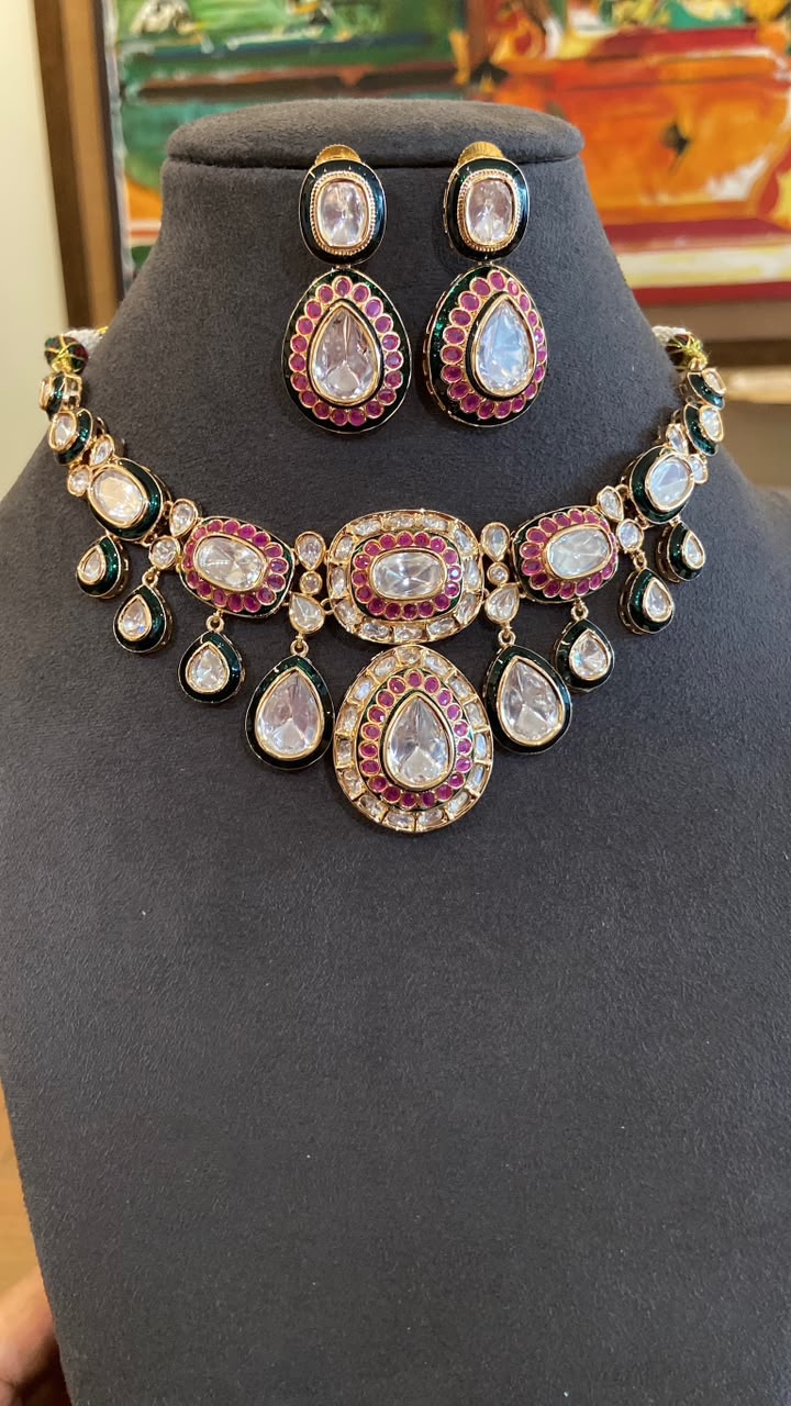 Meera Teardrop Ruby & Polki Choker Set