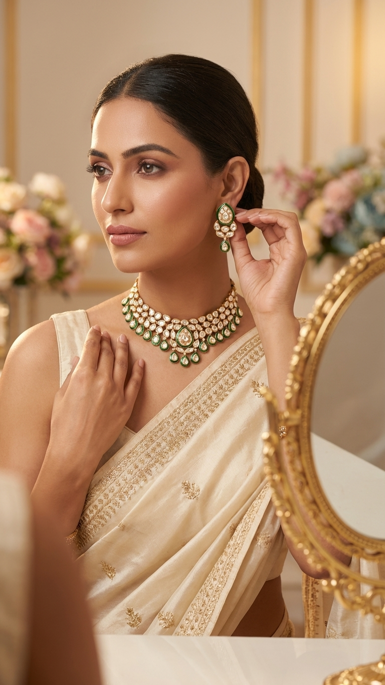 PRERNA MOISSANITE POLKI NECKLACE SET