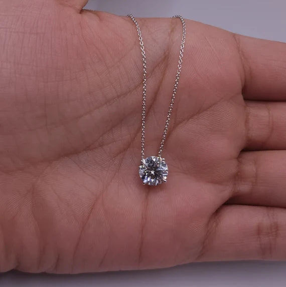 4 ct solitaire pendant with chain