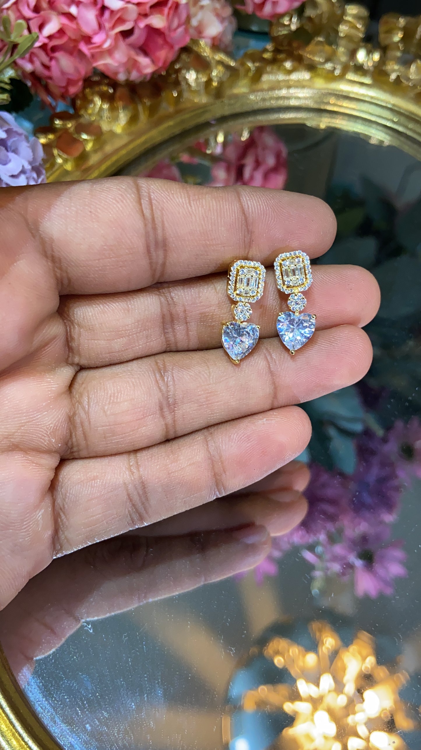 Clustered Heart Drop earrings