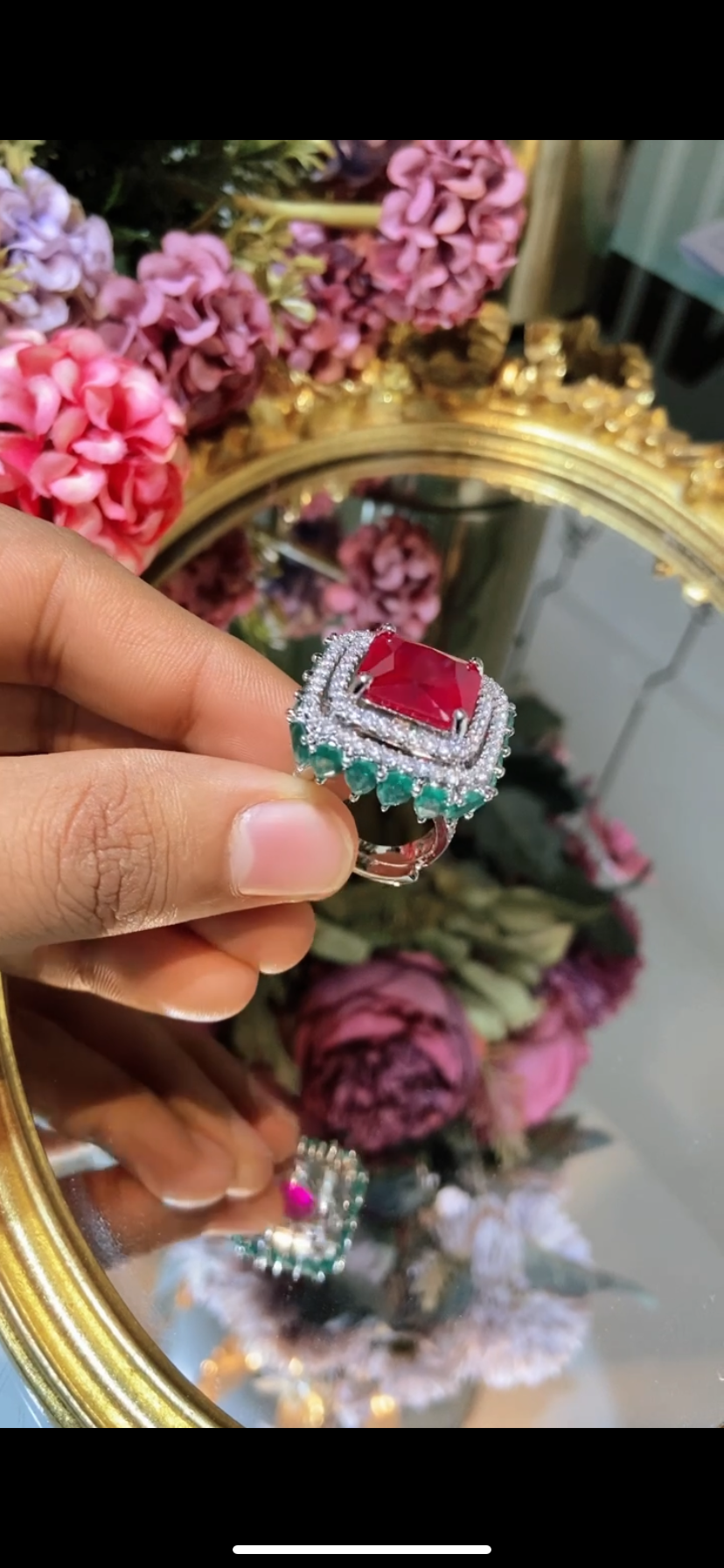 Coloured Drop cocktail Ring (Adjustable) 💙