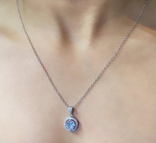 Round halo daily wear pendant chain 🫶🏻