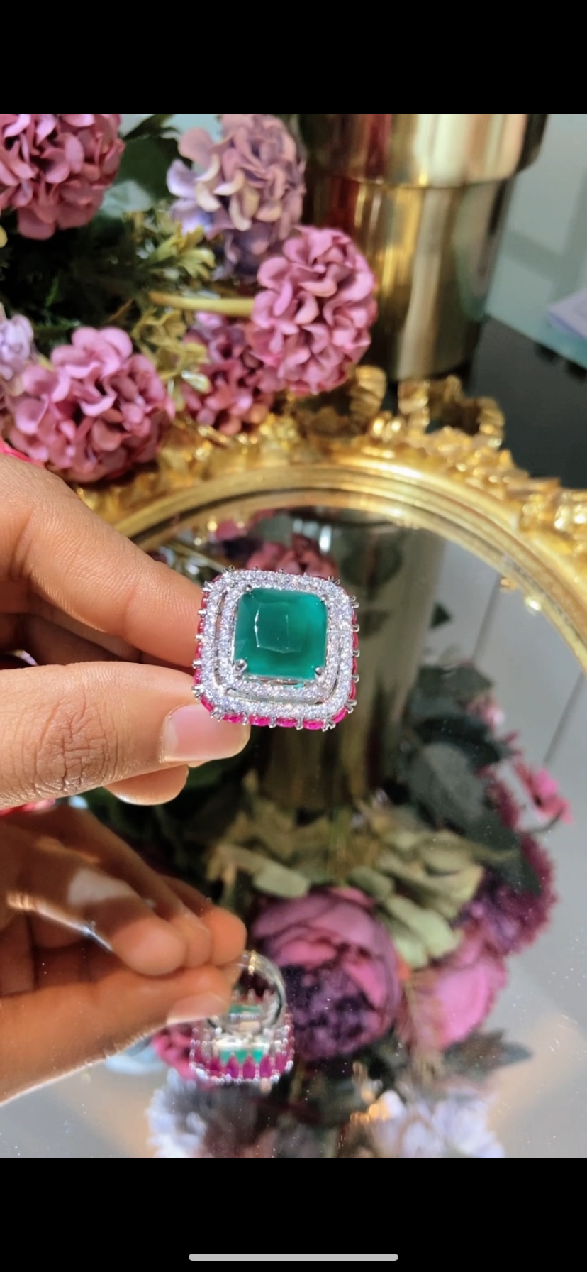 Coloured Drop cocktail Ring (Adjustable) 💙