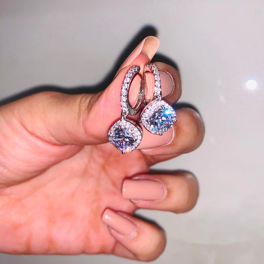 Cushion halo Hoop Danglers ✨