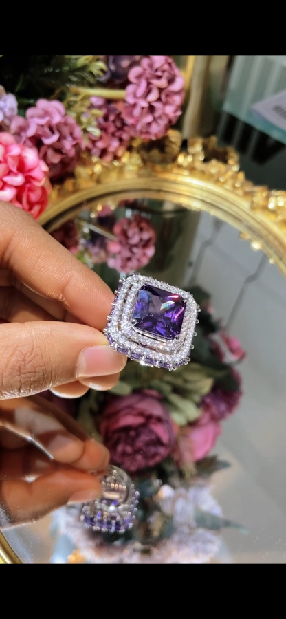 Coloured Drop cocktail Ring (Adjustable) 💙