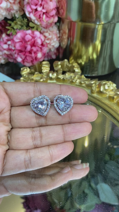 LARGE HEART HALO STUDS - PRICE DROP 🎀