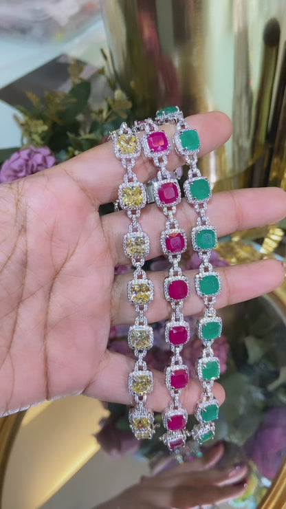 Square Linked Tennis Bracelet