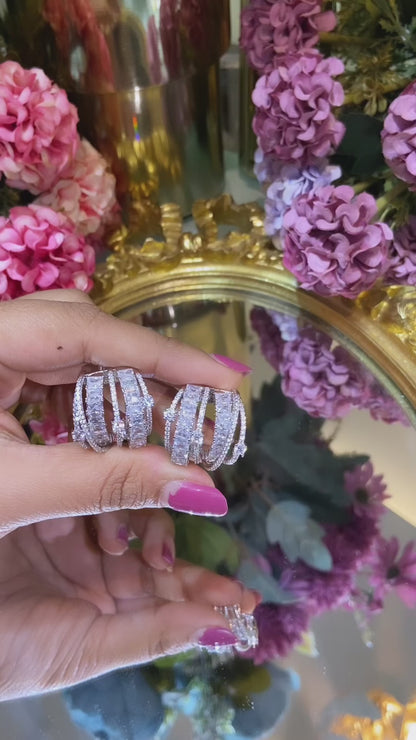 Broad Diamante Hoops
