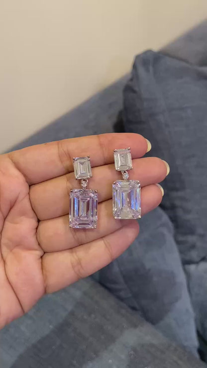 Double Emerald-Cut Drop Earrings