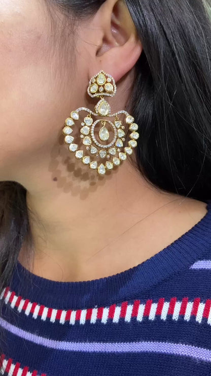 HEART MOISSANITE POLKI CHANDBALI
