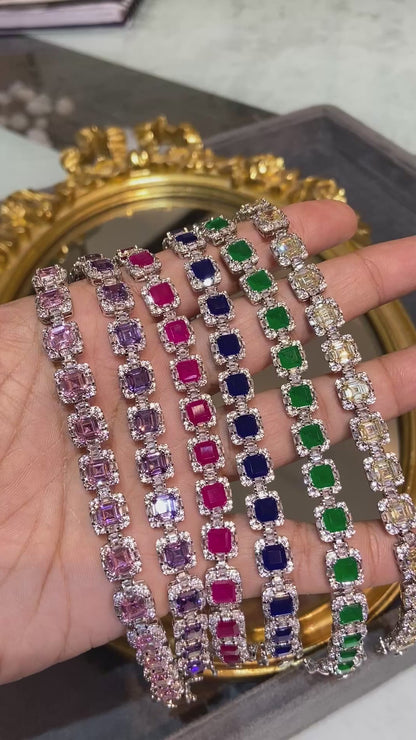 ASSCHER HALO COLOURED TENNIS