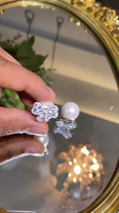 FRONT BACK BOW PEARL EARRING