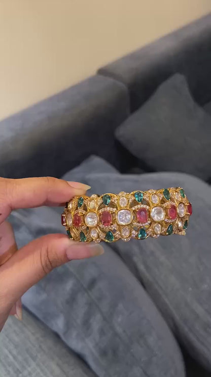 The Noorani Broad moissanite polki kada(single piece)