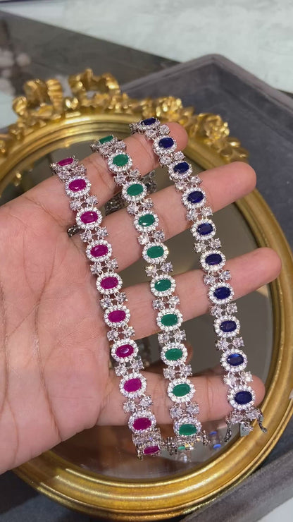 Oval floral Tennis Bracelet