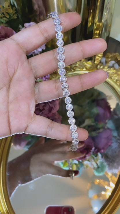 Delicate Round halo tennis bracelet