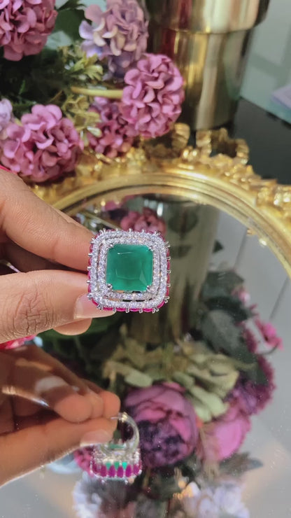Coloured Drop cocktail Ring (Adjustable) 💙