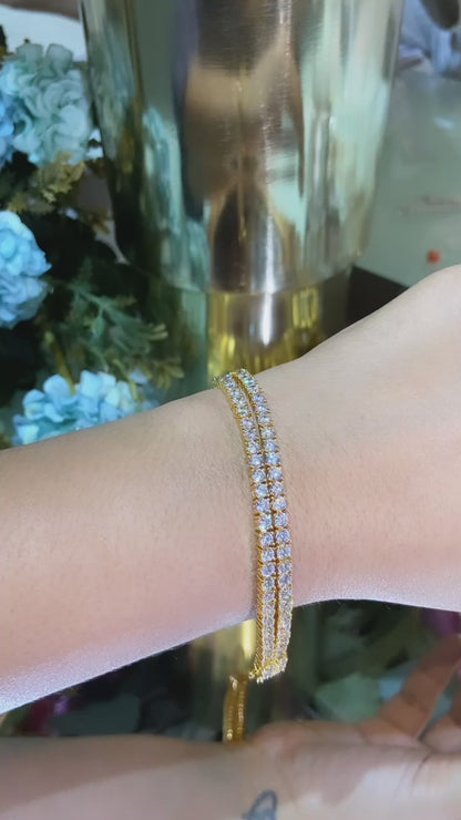 Double line solitaire tennis bracelet