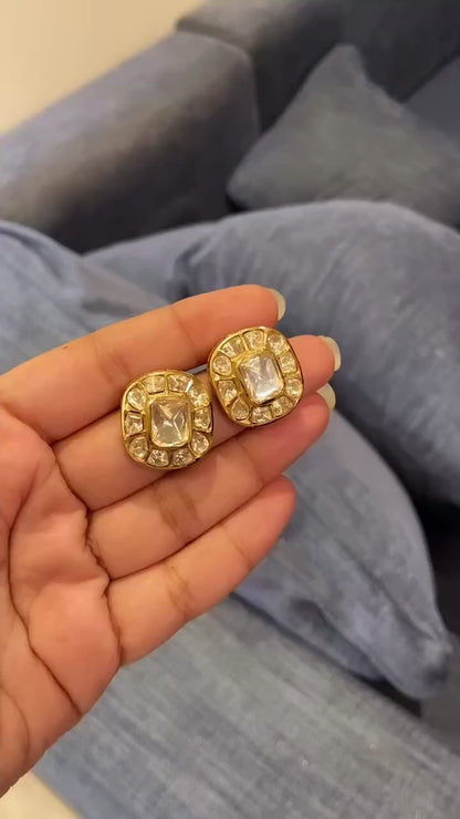 Classic Square Polki Studs