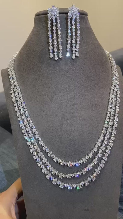 Triple-Strand Solitaire Diamond Tennis Set- LONG