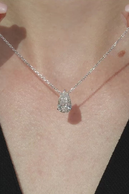 3 ct tear drop solitaire pendant with chain