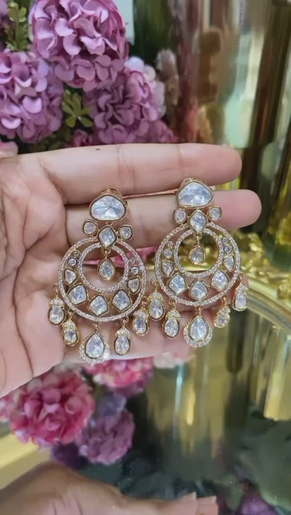 Festive Mini Moissanite Polki Chandbali (Screwback) 🫰🏻