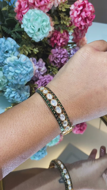 Adbhut Moissanite Polki Bangles (pair) OPENABLE 🪄