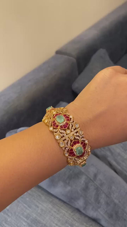 The Gulnaz moissanite polki Kada (openable/SINGLE PIECE)