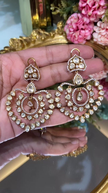 HEART MOISSANITE POLKI CHANDBALI