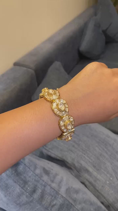 The Sheesh Mahal Moissanite polki kada (single piece)