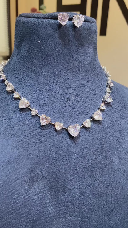 Heart statement solitaire necklace set-  PRICE DROP