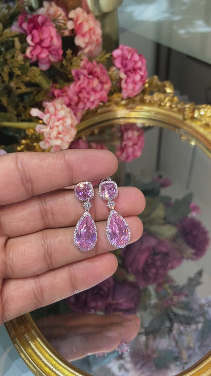 Cushion tear drop sparkly colour earrings 🎀