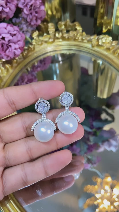 Pearl Half Moon Earrings