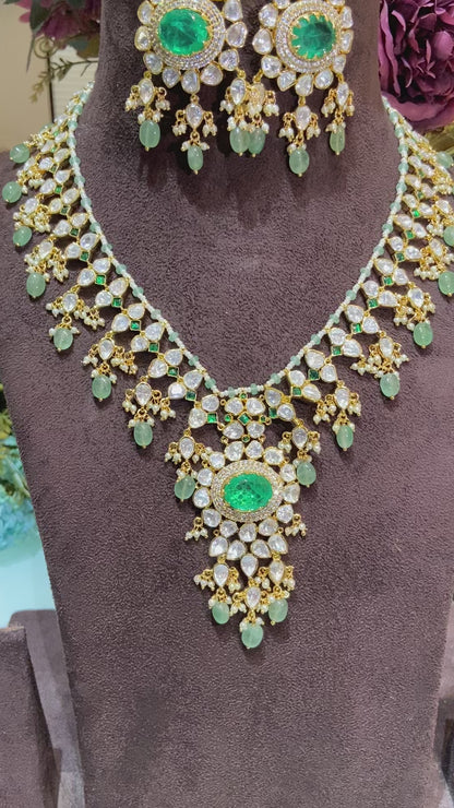 Royal Heritage Moissanite Polki necklace set