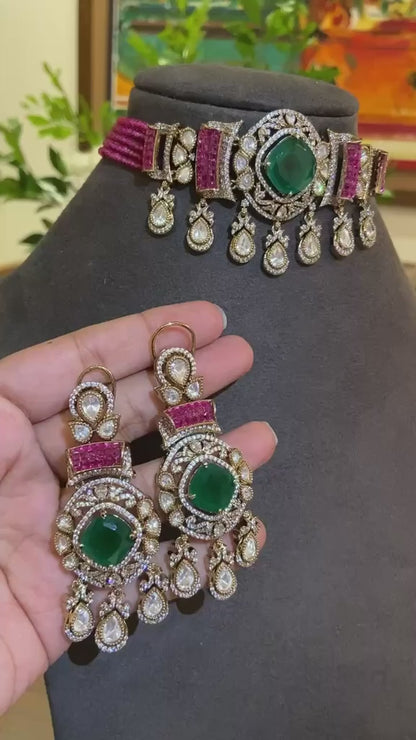 Emerald & Ruby Statement Choker Set