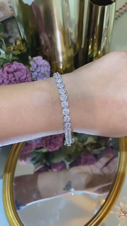 Delicate Round halo tennis bracelet