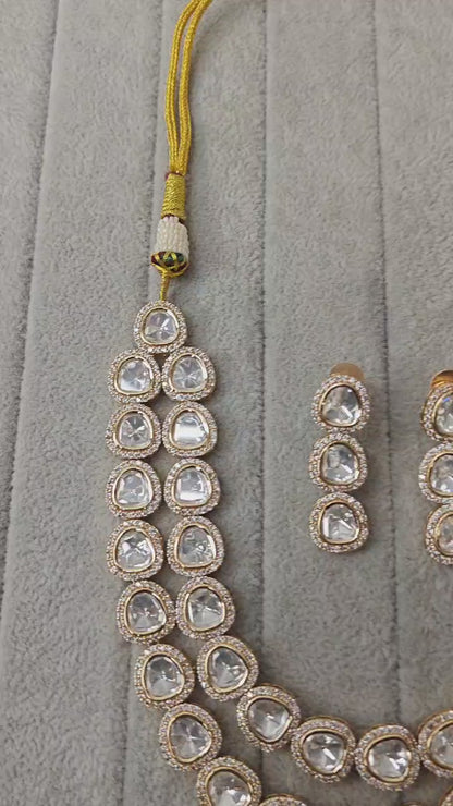 2 Liner classic Moissanite polki set