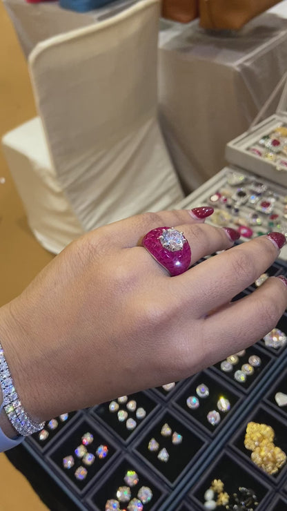 Invisible setting cocktail colour rings (Adjustable) 🩶