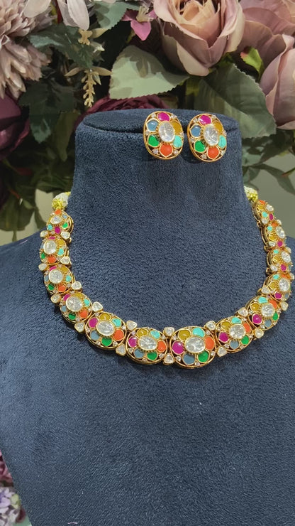 NAVRTANA MOISSANITE POLKI SET